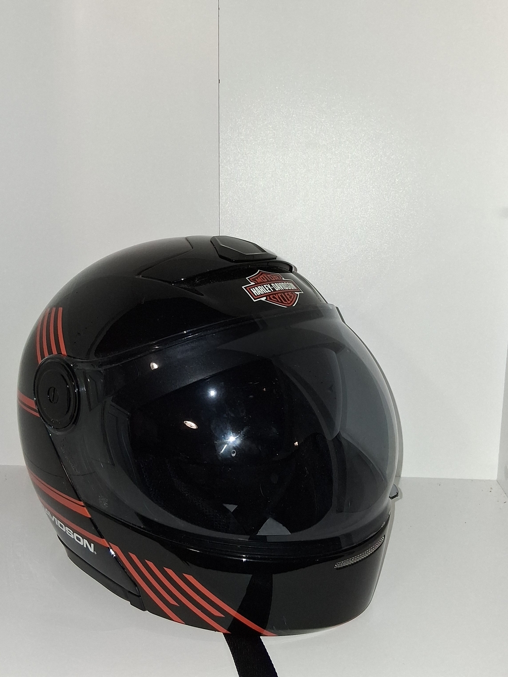 Harley-Davidson Black Helmet with Red Stripe Accents